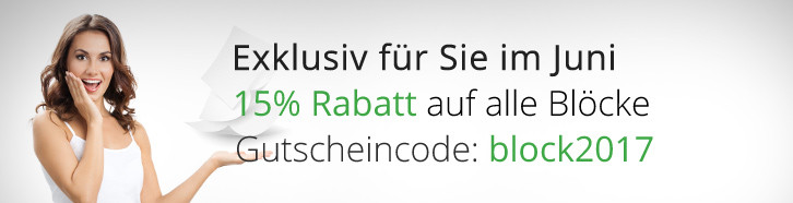 Juni 2017 Blöcke-Aktionen - minus 15 Prozent