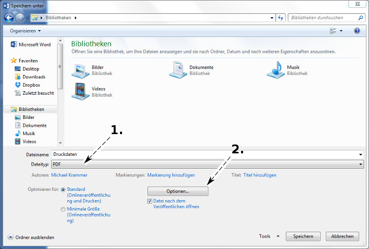Worddatei als PDF speichern - Grafik 1